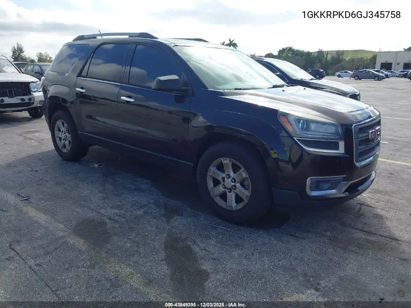 1GKKRPKD6GJ345758 2016 GMC Acadia Sle-2