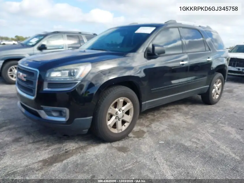 1GKKRPKD6GJ345758 2016 GMC Acadia Sle-2