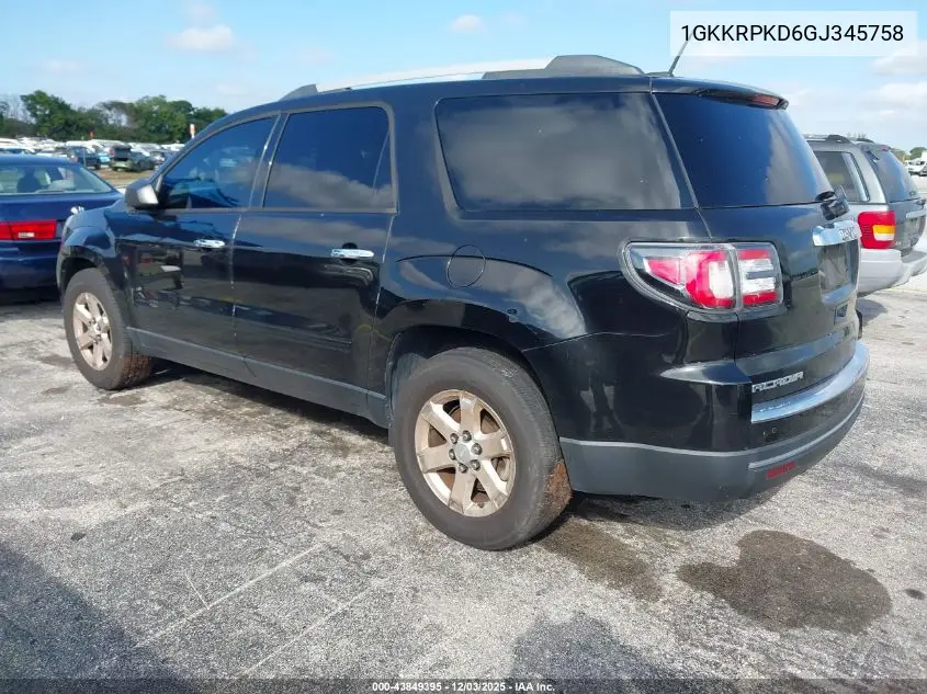 1GKKRPKD6GJ345758 2016 GMC Acadia Sle-2