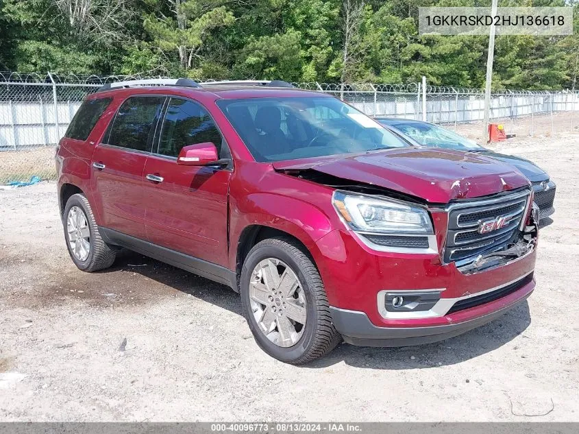 1GKKRSKD2HJ136618 2017 GMC Acadia Limited