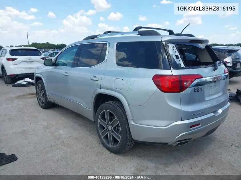 1GKKNXLS3HZ316195 2017 GMC Acadia Denali