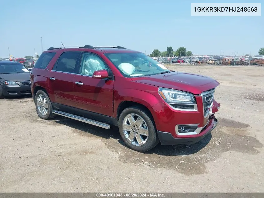 1GKKRSKD7HJ248668 2017 GMC Acadia Limited