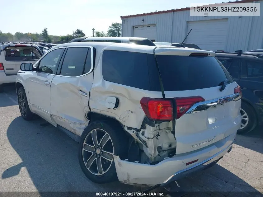 1GKKNPLS3HZ209356 2017 GMC Acadia Denali