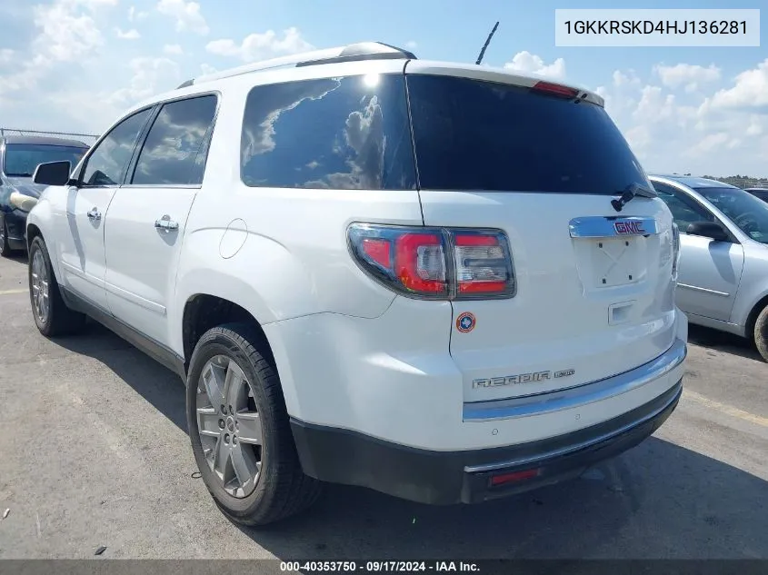 1GKKRSKD4HJ136281 2017 GMC Acadia Limited