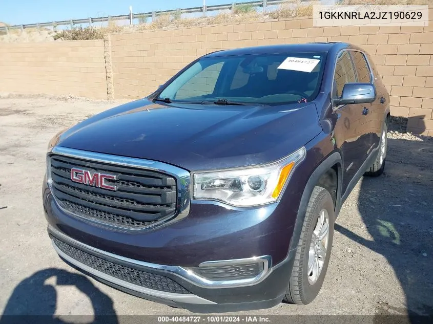 1GKKNRLA2JZ190629 2018 GMC Acadia Sle