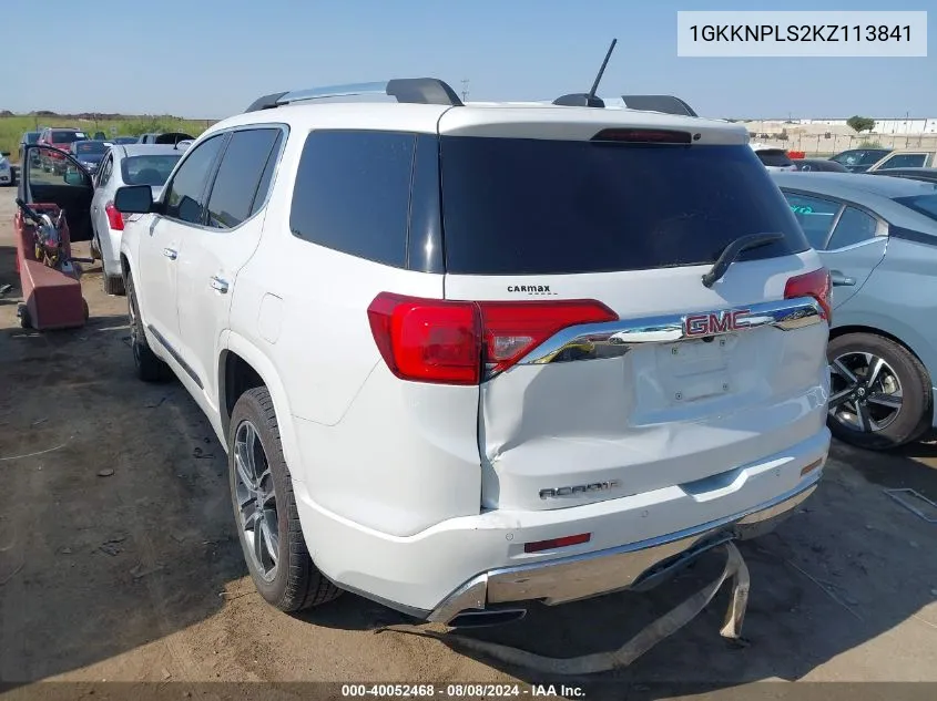 1GKKNPLS2KZ113841 2019 GMC Acadia Denali