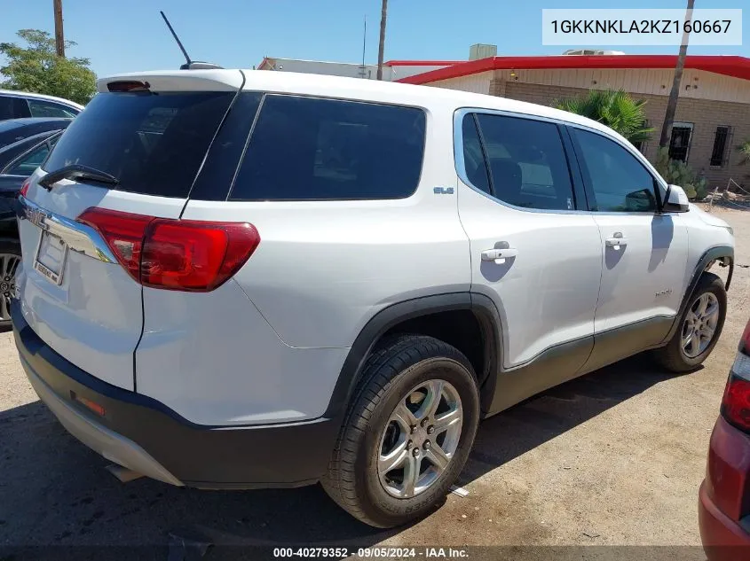 1GKKNKLA2KZ160667 2019 GMC Acadia Sle