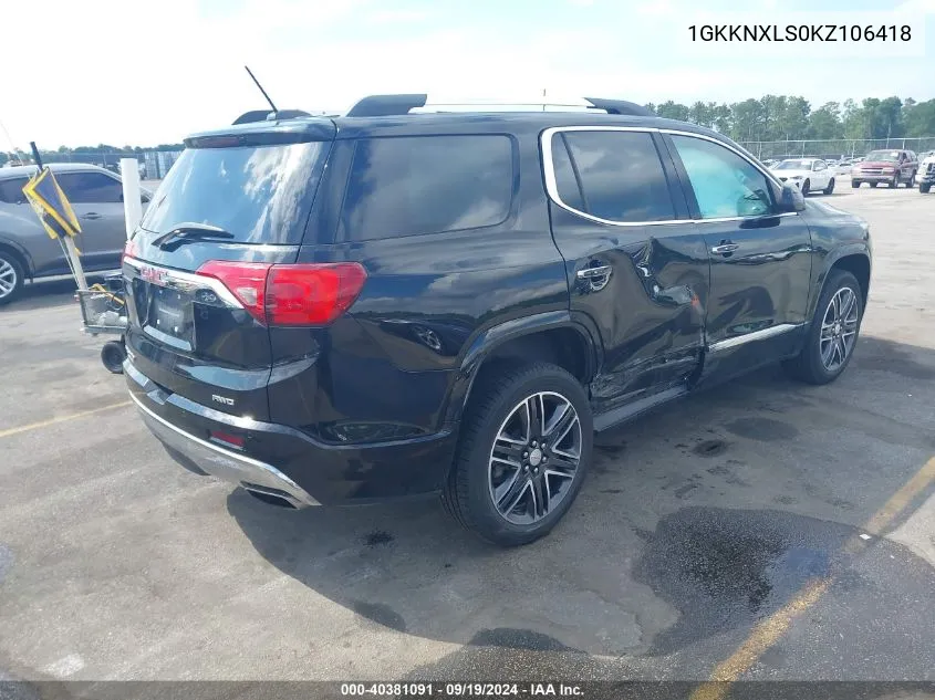 1GKKNXLS0KZ106418 2019 GMC Acadia Denali