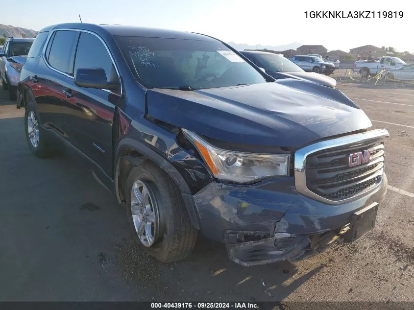 1GKKNKLA3KZ119819 2019 GMC Acadia Sle-1