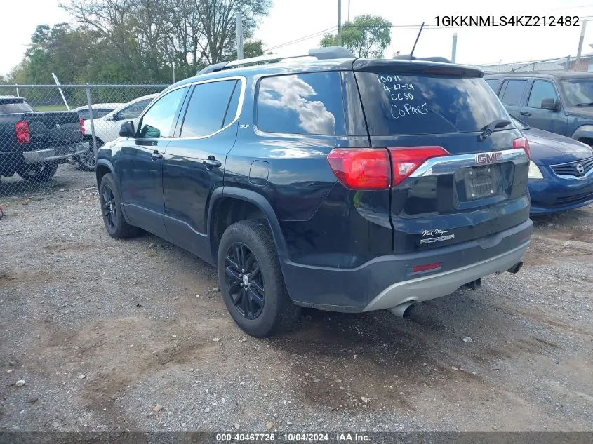 1GKKNMLS4KZ212482 2019 GMC Acadia Slt-1