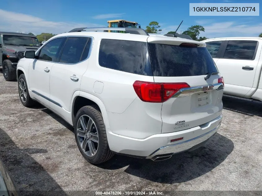 1GKKNPLS5KZ210774 2019 GMC Acadia Denali