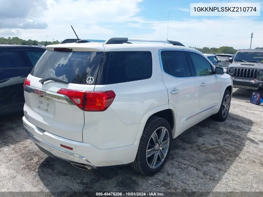 1GKKNPLS5KZ210774 2019 GMC Acadia Denali