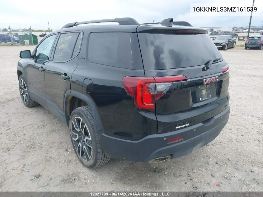 1GKKNRLS3MZ161539 2021 GMC Acadia Sle