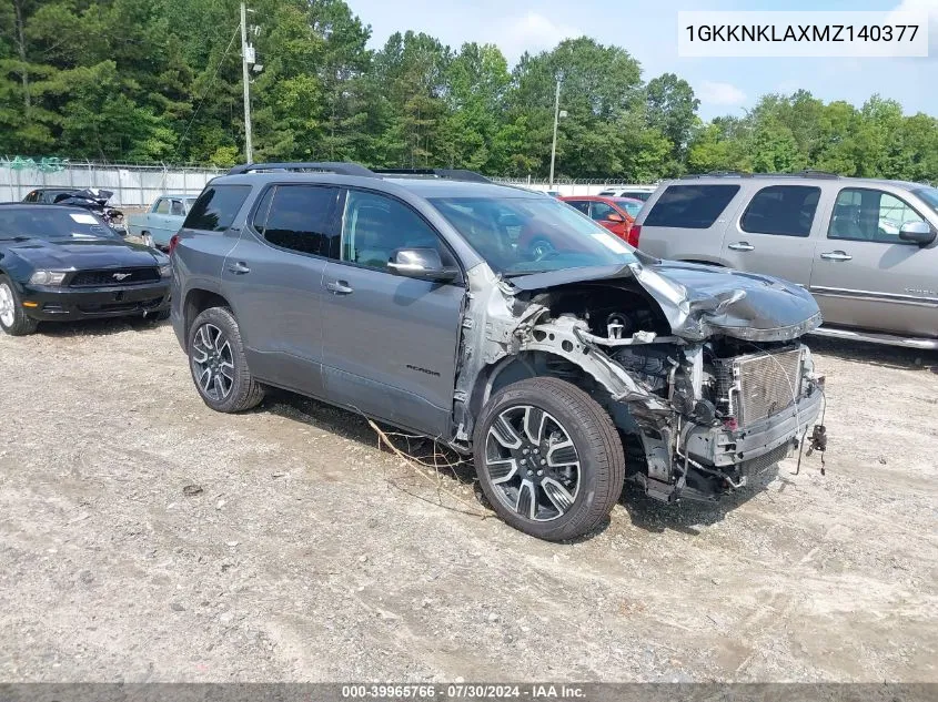 1GKKNKLAXMZ140377 2021 GMC Acadia Fwd Sle