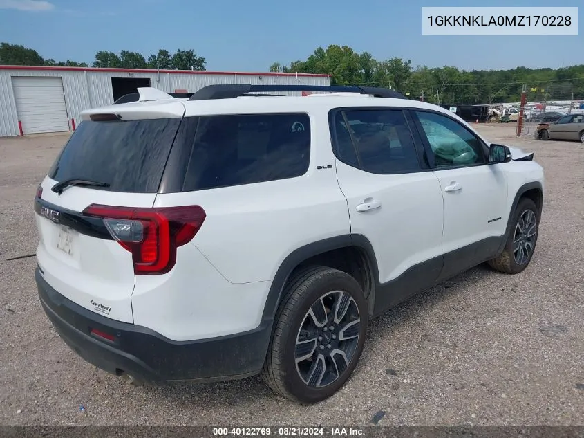 1GKKNKLA0MZ170228 2021 GMC Acadia Fwd Sle