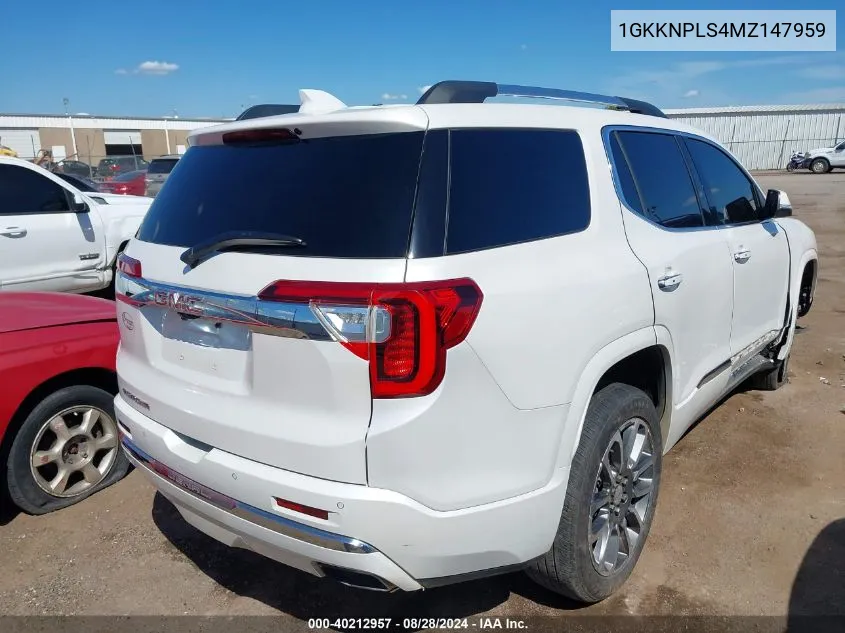 1GKKNPLS4MZ147959 2021 GMC Acadia Fwd Denali