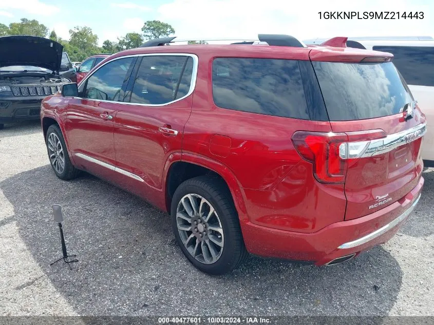 1GKKNPLS9MZ214443 2021 GMC Acadia Denali