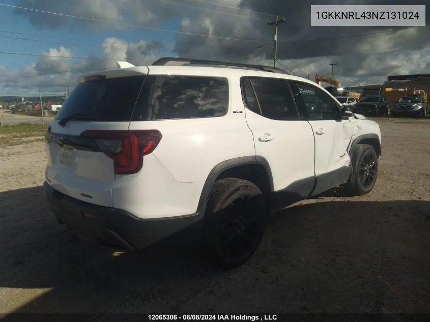 1GKKNRL43NZ131024 2022 GMC Acadia