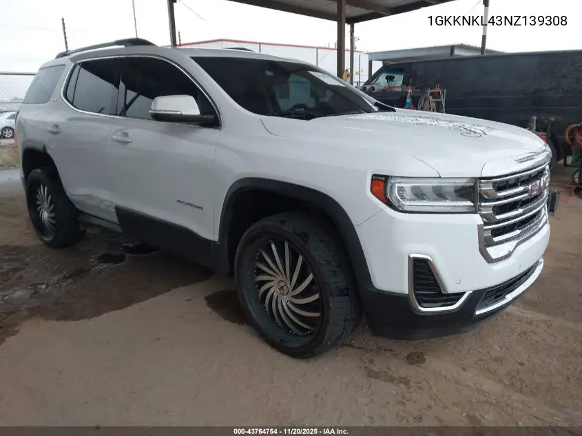 1GKKNKL43NZ139308 2022 GMC Acadia Fwd Sle