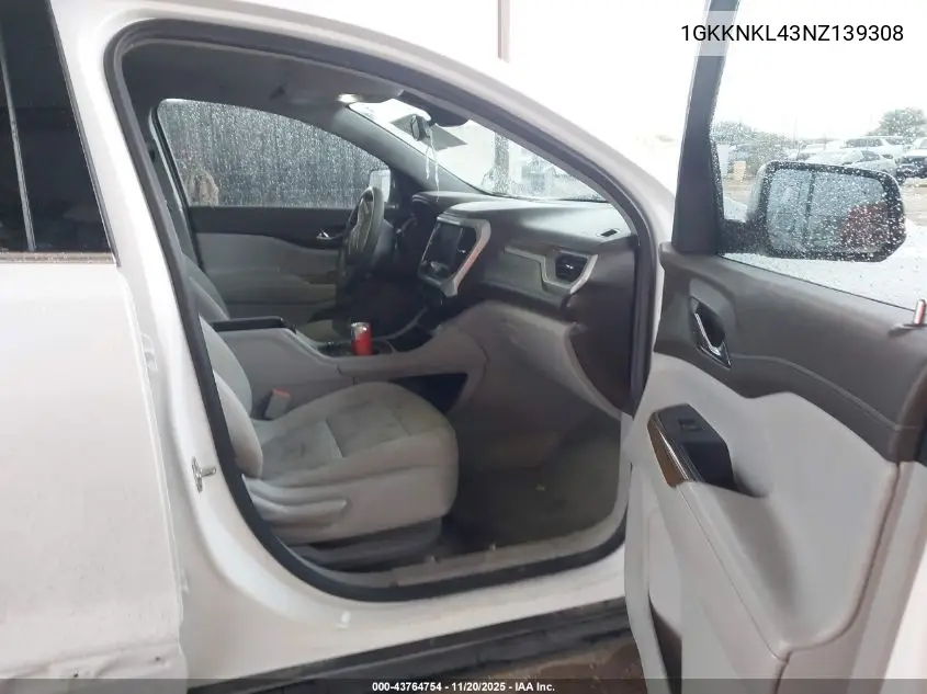 1GKKNKL43NZ139308 2022 GMC Acadia Fwd Sle