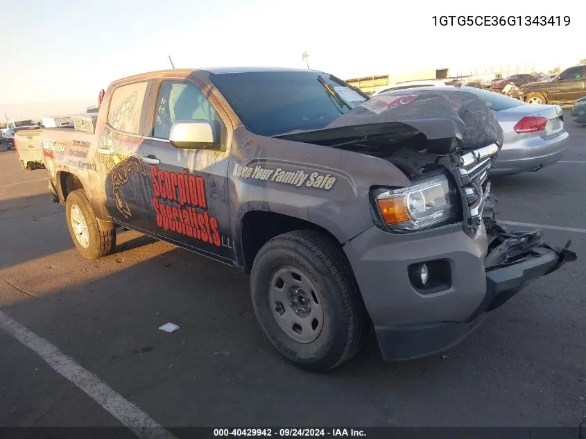 1GTG5CE36G1343419 2016 GMC Canyon Sle