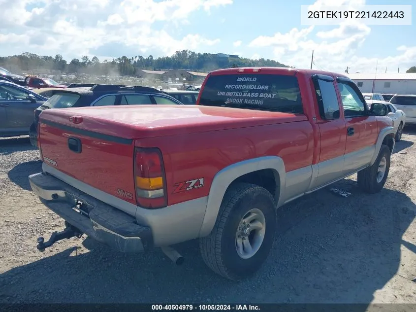 2002 GMC Sierra 1500 Sle VIN: 2GTEK19T221422443 Lot: 40504979