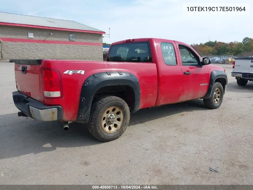 2007 GMC Sierra 1500 Work Truck VIN: 1GTEK19C17E501964 Lot: 40508713