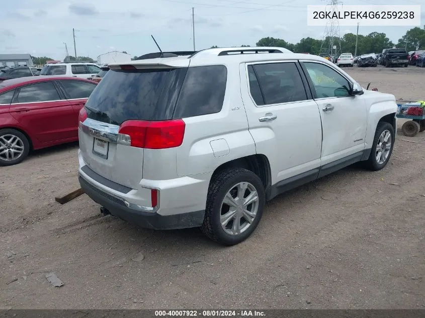 2016 GMC Terrain Slt VIN: 2GKALPEK4G6259238 Lot: 40007922