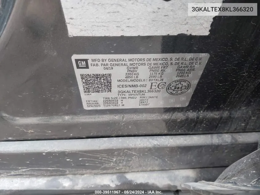 3GKALTEX8KL366320 2019 GMC Terrain Sle