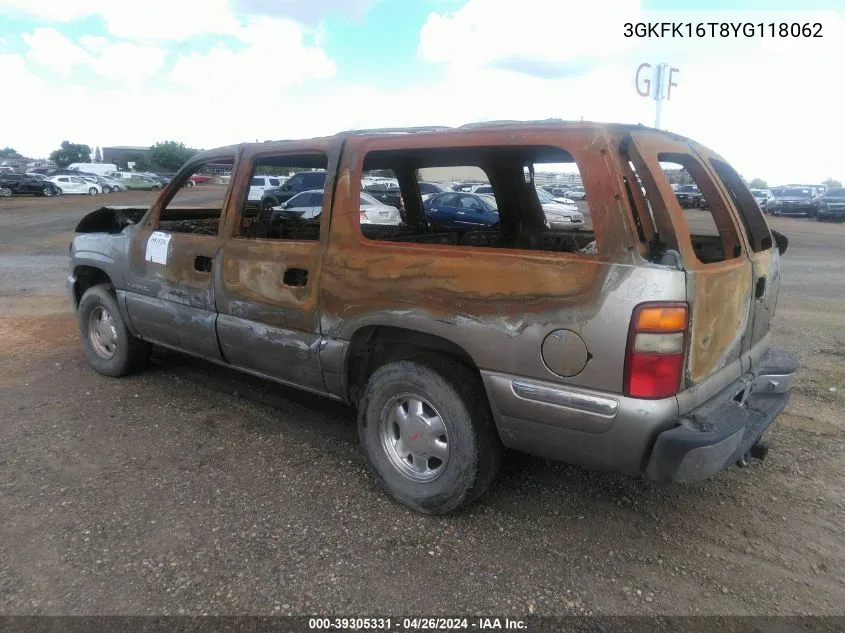 2000 GMC Yukon Xl 1500 Slt VIN: 3GKFK16T8YG118062 Lot: 39305331