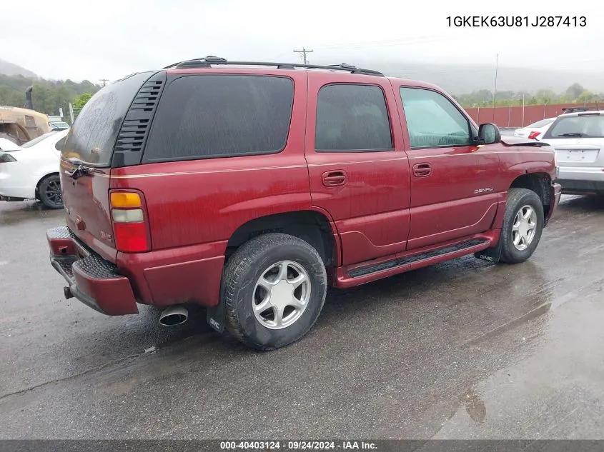 2001 GMC Denali VIN: 1GKEK63U81J287413 Lot: 40403124