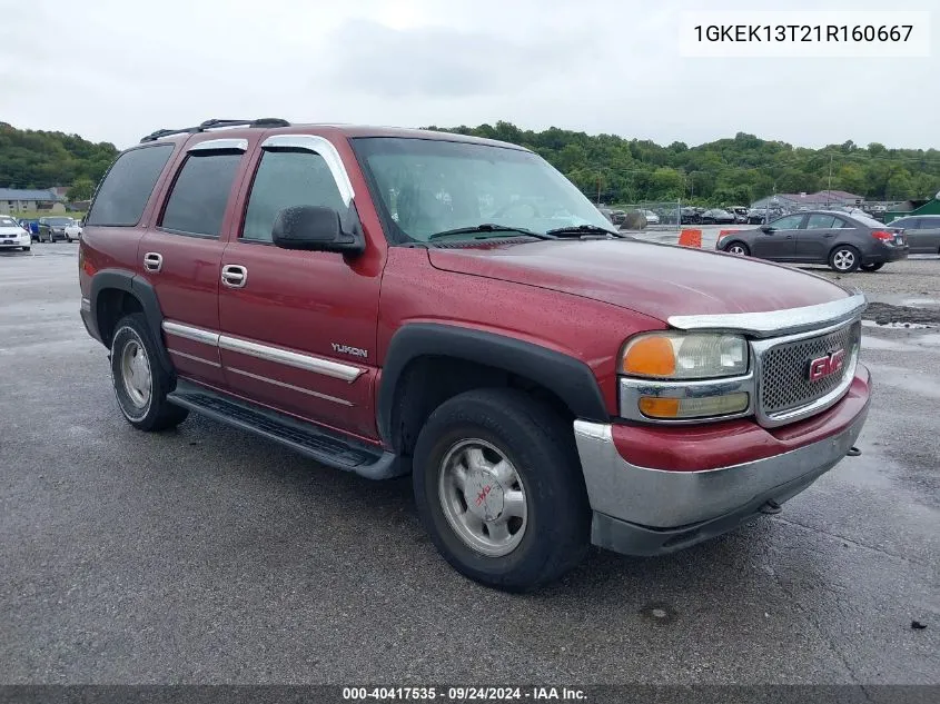 2001 GMC Yukon Slt VIN: 1GKEK13T21R160667 Lot: 40417535