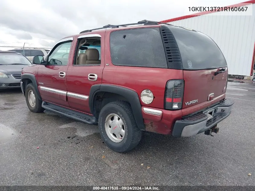 2001 GMC Yukon Slt VIN: 1GKEK13T21R160667 Lot: 40417535