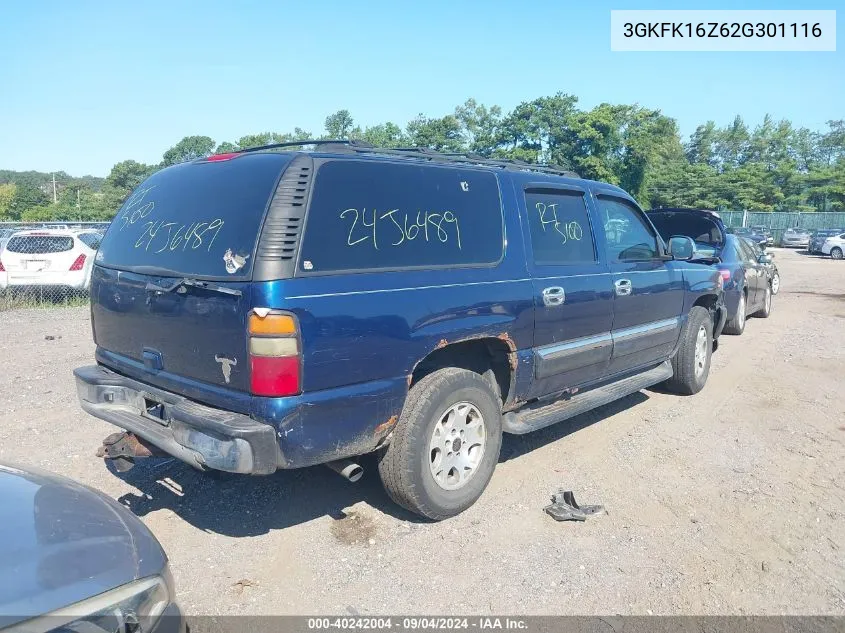 2002 GMC Yukon Xl K1500 VIN: 3GKFK16Z62G301116 Lot: 40242004