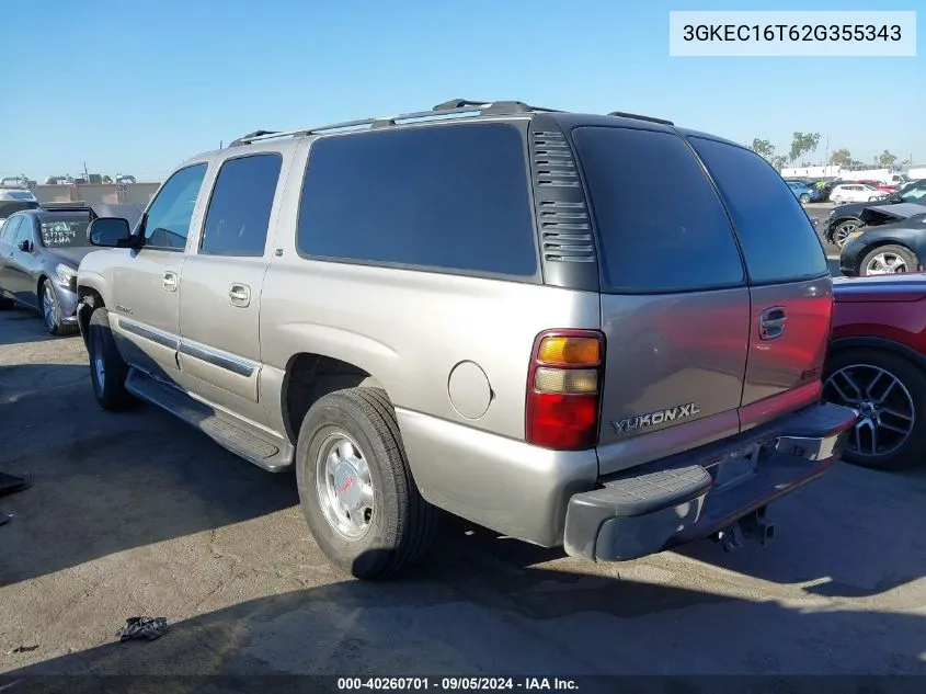 2002 GMC Yukon Xl C1500 VIN: 3GKEC16T62G355343 Lot: 40260701