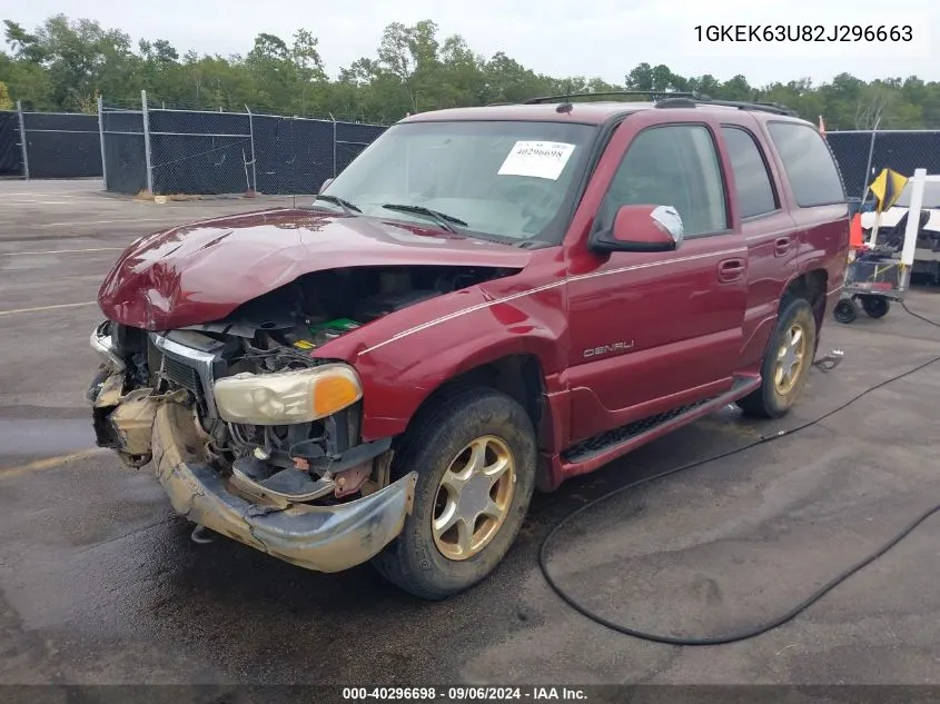 2002 GMC Yukon Denali VIN: 1GKEK63U82J296663 Lot: 40296698