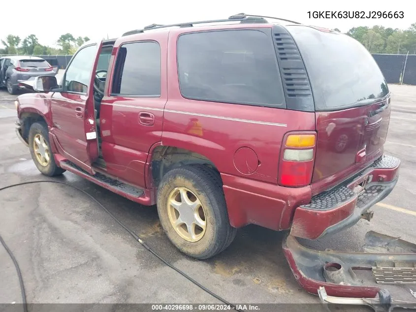 2002 GMC Yukon Denali VIN: 1GKEK63U82J296663 Lot: 40296698