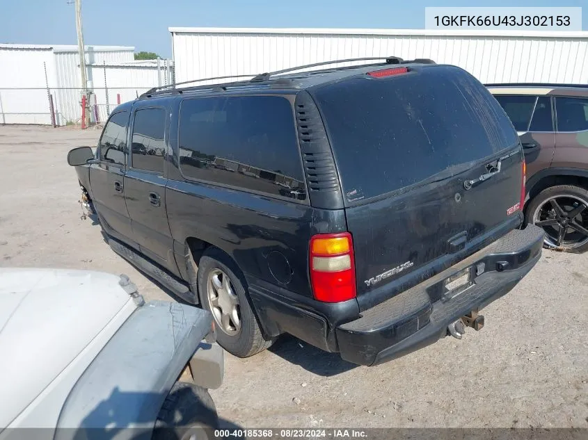 2003 GMC Yukon Xl 1500 Denali VIN: 1GKFK66U43J302153 Lot: 40185368