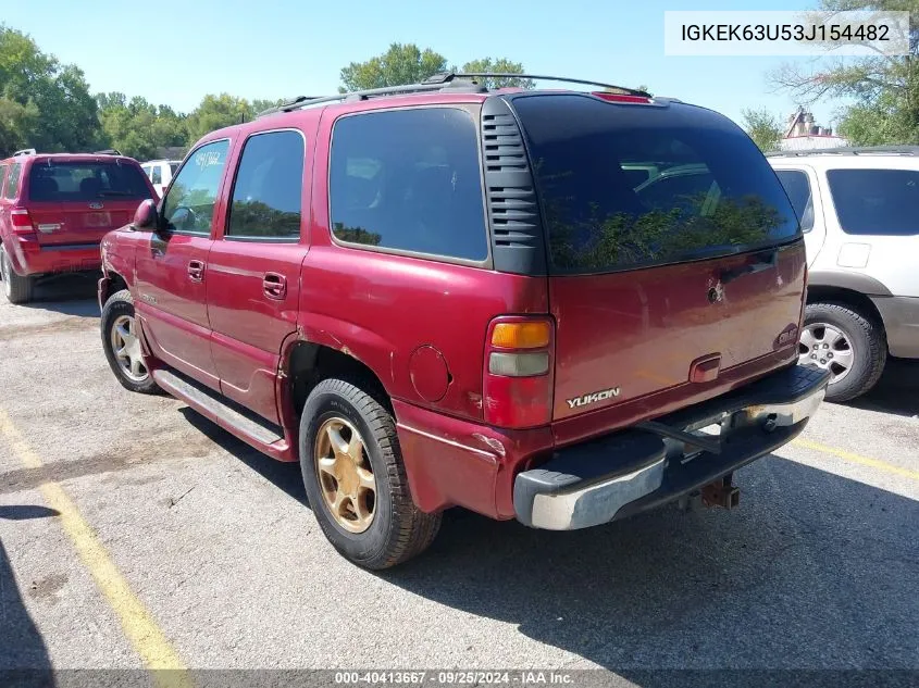 2003 GMC Yukon Denali VIN: IGKEK63U53J154482 Lot: 40413667