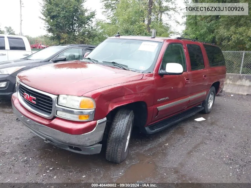 2003 GMC Yukon Xl 1500 Slt VIN: 1GKEC16ZX3J100926 Lot: 40449802