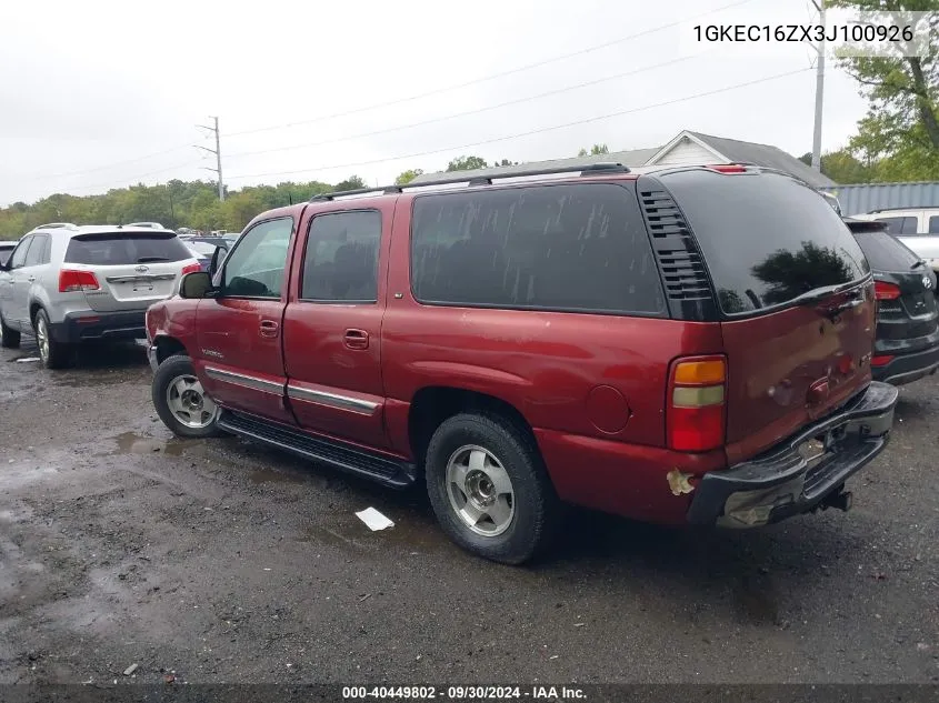 2003 GMC Yukon Xl 1500 Slt VIN: 1GKEC16ZX3J100926 Lot: 40449802