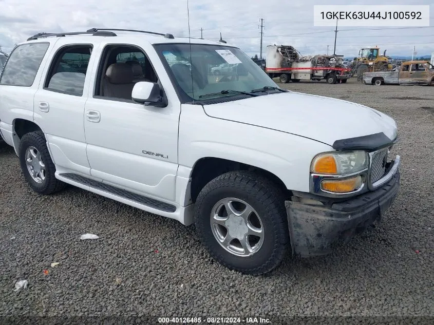 2004 GMC Yukon Denali VIN: 1GKEK63U44J100592 Lot: 40126485