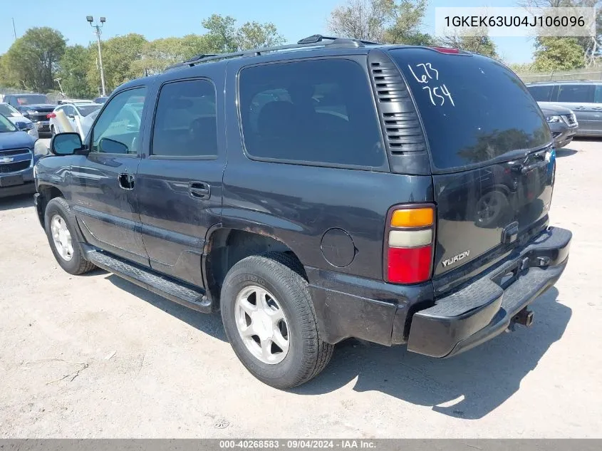 2004 GMC Yukon Denali VIN: 1GKEK63U04J106096 Lot: 40268583