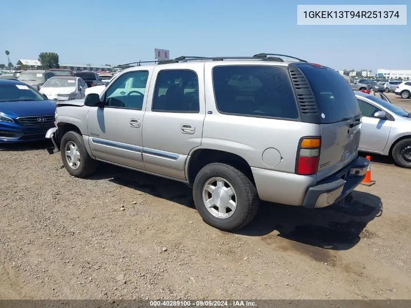 2004 GMC Yukon Slt VIN: 1GKEK13T94R251374 Lot: 40289100