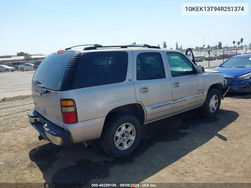 2004 GMC Yukon Slt VIN: 1GKEK13T94R251374 Lot: 40289100