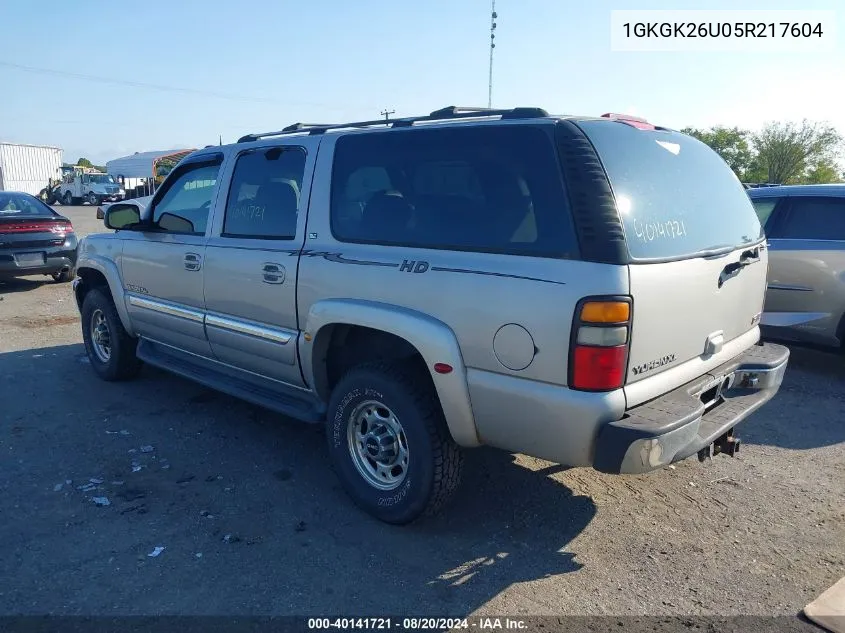 2005 GMC Yukon Xl K2500 VIN: 1GKGK26U05R217604 Lot: 40141721