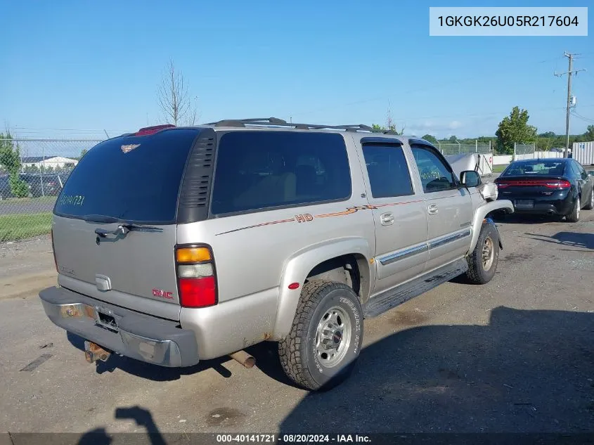 2005 GMC Yukon Xl K2500 VIN: 1GKGK26U05R217604 Lot: 40141721