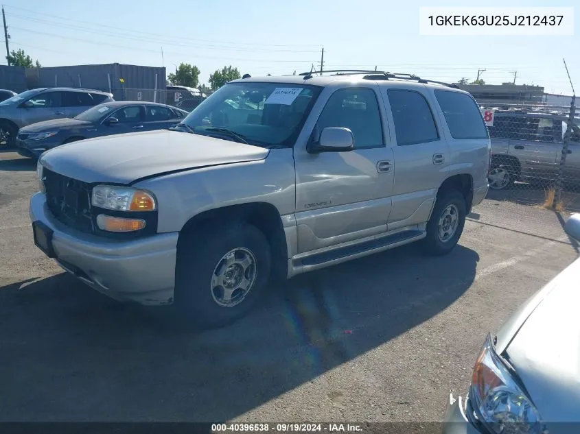 2005 GMC Yukon Denali VIN: 1GKEK63U25J212437 Lot: 40396538