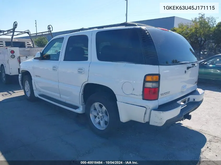 2005 GMC Yukon Denali VIN: 1GKEK63U45J171115 Lot: 40518484