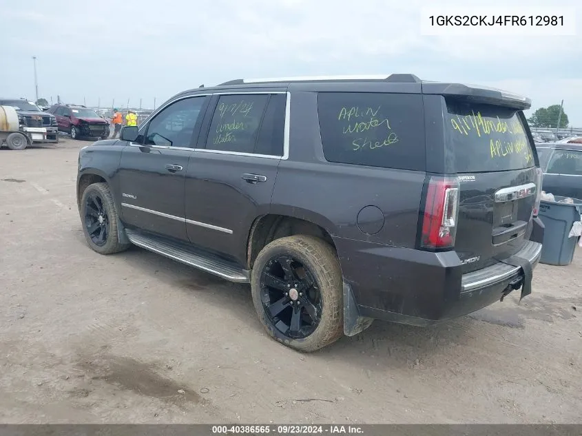 2015 GMC Yukon Denali VIN: 1GKS2CKJ4FR612981 Lot: 40386565